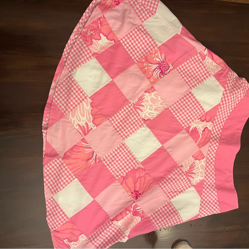 Lilly Pulitzer vintage pink and White Patchwork skirt Sz 8. Excellent condition